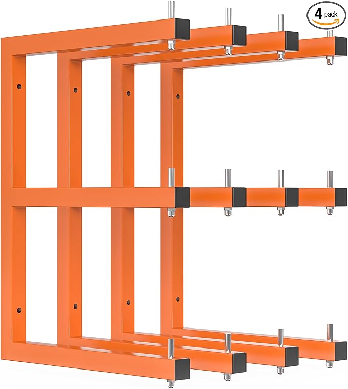 4 PACK Lumber Rack Wall-Mounted Lumber Storage Rack, Heavy Duty Wood Storage by Acools