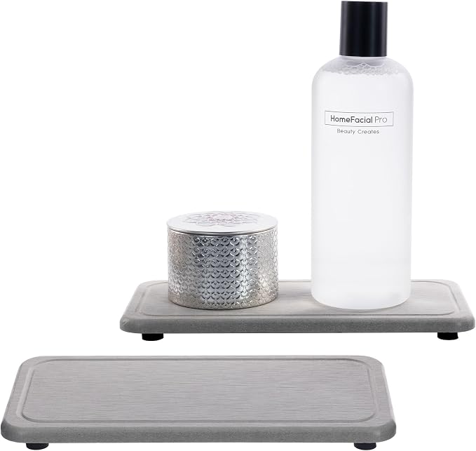 2 Pcs Water Absorbing Stone Trays, Kitchen/Bathroom Sink Soap Dish, Diatomite by NiuYichee