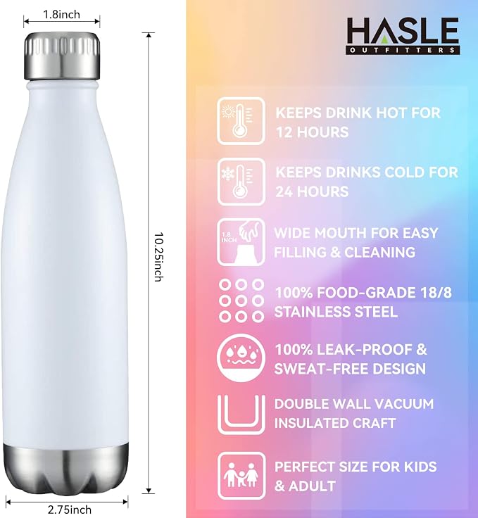 HASLE OUTFITTERS 17oz Stainless Steel Water Bottles, Vacuum Insulated Water - Image 5