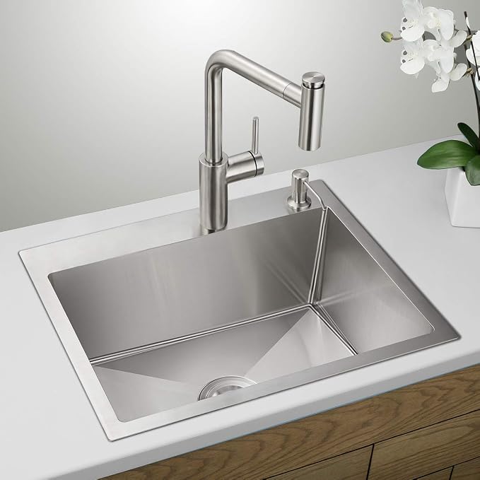 24x18 Inch Kitchen Sink Drop In, Premium T-304 Grade Stainless Steel Sink - Image 2