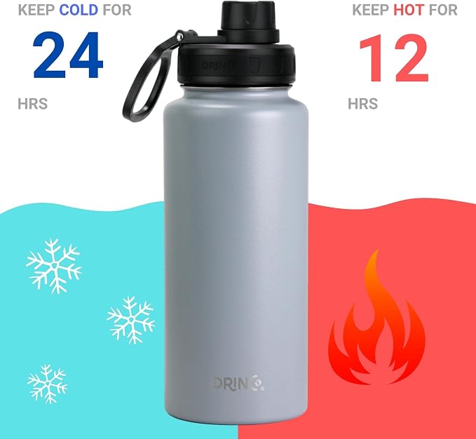 DRINCO Stainless Steel Water Bottle Spout Lid Vacuum Insulated Double Wall - Image 3