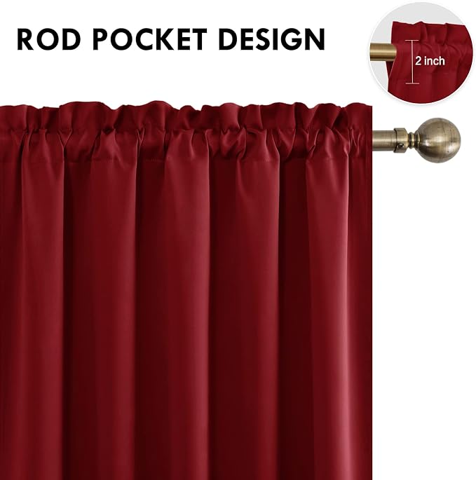 DWCN Blackout Curtains for Bedroom – Rod Pocket Thermal Insulated Noise - Image 4