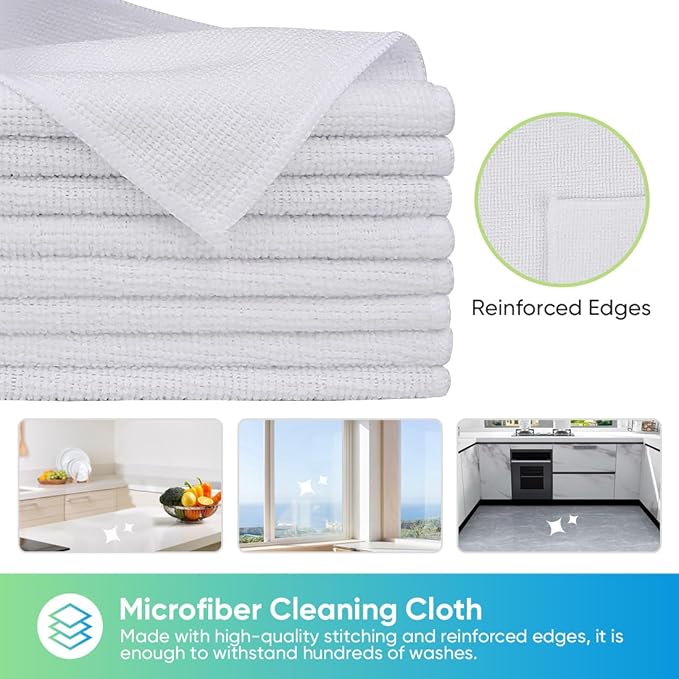 HOMEXCEL White Microfiber Cleaning Cloth, 24 Pack Cleaning Towels - Image 2