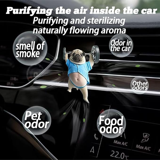 8PCS cute Pug acrylic car vent diffuser, 2D prank Havana cigar car diffuser - Image 3