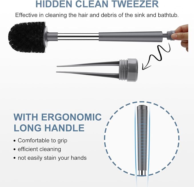 SetSail Toilet Brush and Holder 2 Pack, Self Closing Lid Toilet Bowl Brushes - Image 3