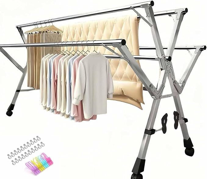 5Poles Clothes Drying Rack, Stainless Steel Laundry Rack by Unknown