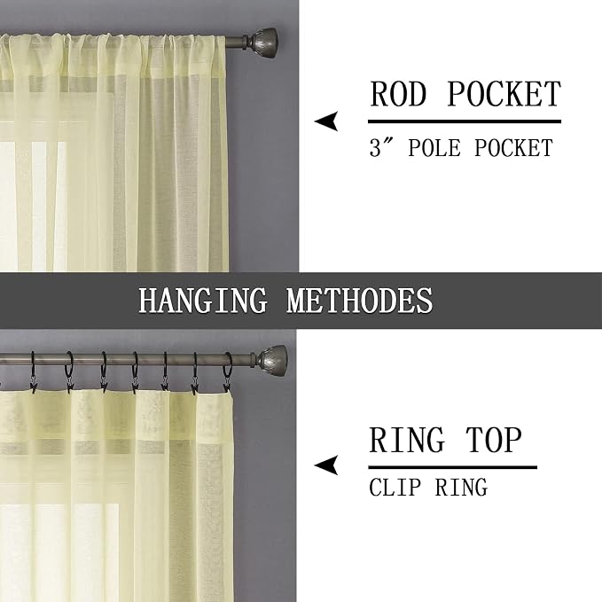 Tollpiz Short Sheer Curtains Linen Textured Living Room Curtain Sheers Light - Image 5