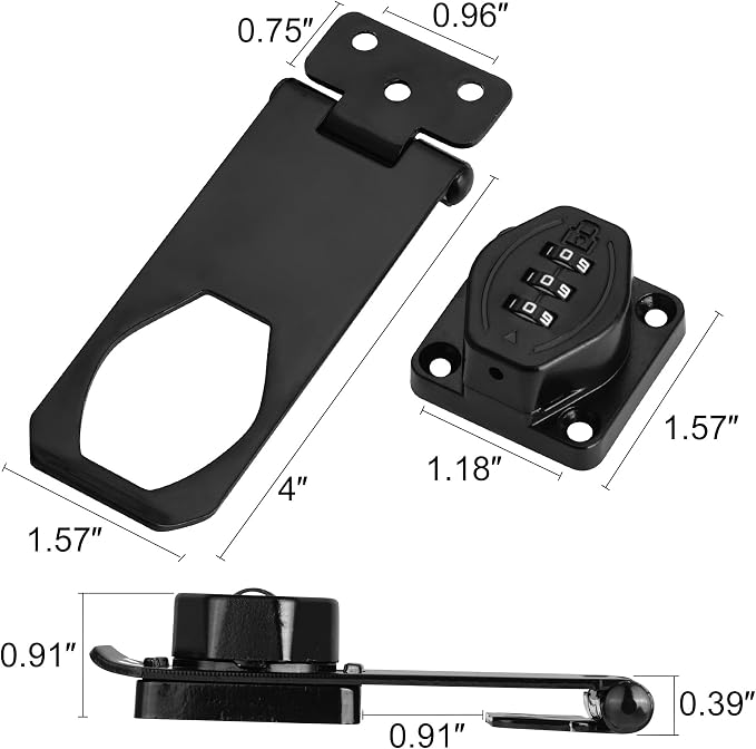 Cozy Tower 4 inch 180 Degrees Hasp Combination Lock - Image 2