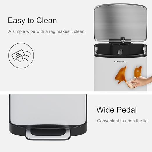 30L/8 Gallon Stainless Steel Garbage Bin - Image 5