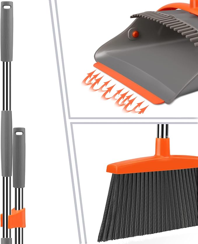 Broom and Dustpan Set for Home, Broom and Dustpan Combo for Office, Long Handle - Image 3
