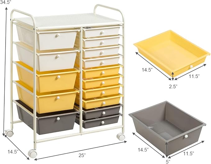 GOFLAME 15-Drawer Rolling Storage Cart, Utility Cart - Image 3
