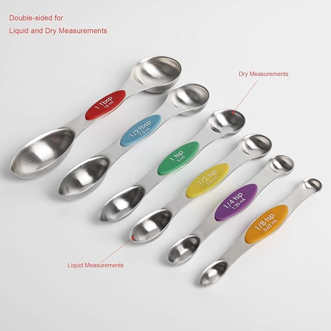 Magnetic Measuring Spoons Set Stainless Steel Stackable Dual Sided Teaspoons - Image 6