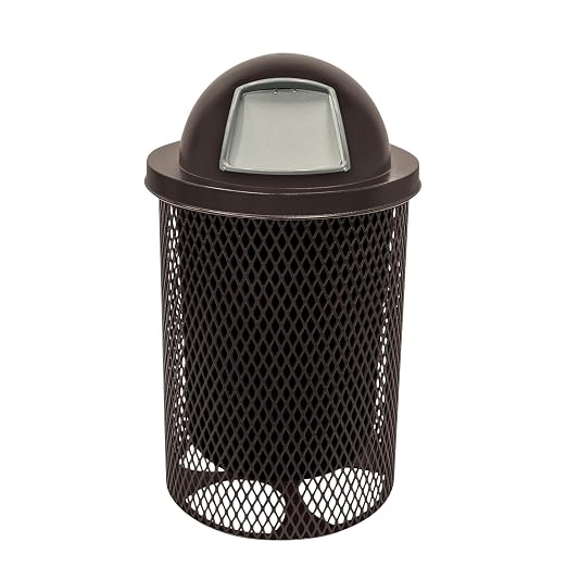 COATEDOUTDOORFURNITURE RDT-BRW Heavy Duty 32 Gallon Round Trash Receptacle by CoatedOutdoorFurniture