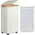 efluky Laundry Basket with Wheels, Tall Rolling Laundry Hamper with Lid and by efluky