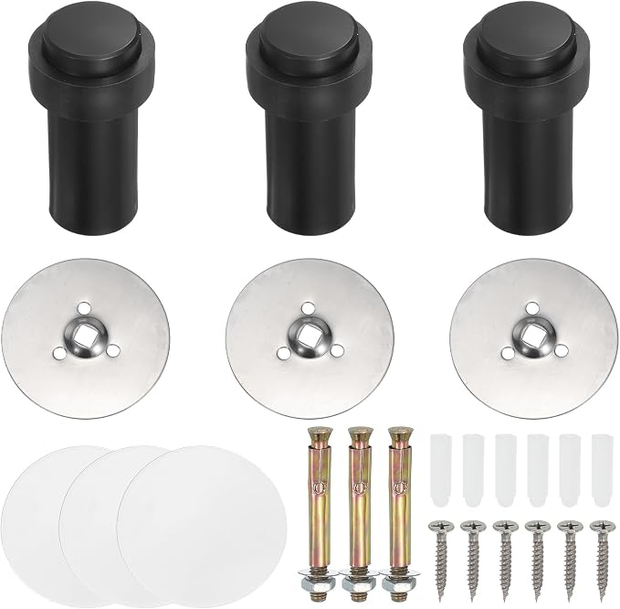 PATIKIL 3Set Round Door Stoppers, 80mm Stainless Steel Door Stop Doorstop Wedge by PATIKIL