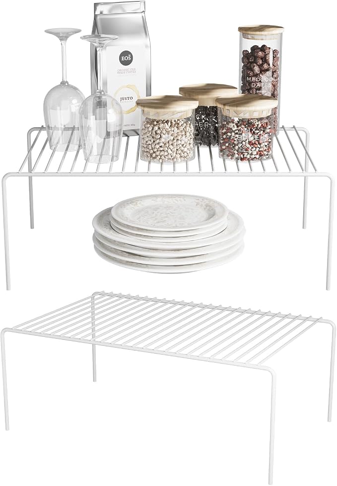 MediumWhite Cabinet Storage Shelf Rack Set of 2, Rustproof Metal Wire Kitchen by DPZM