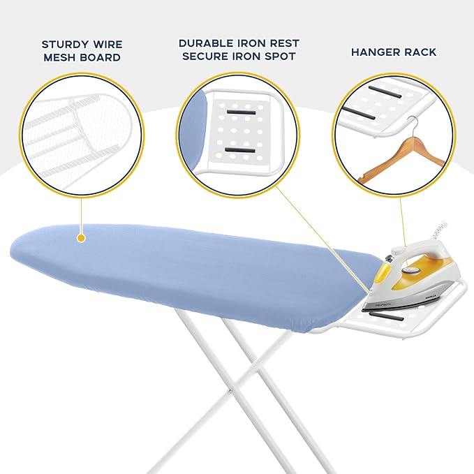 Full Size Ironing Board with Iron Rest, Heavy Duty Compact Ironing Board - Image 4