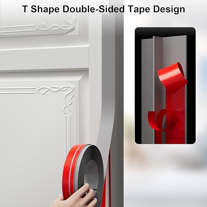 T-Shaped Door Draft Stopper, 1.97 in x 40 Ft Silicone Seal Strip - Image 4