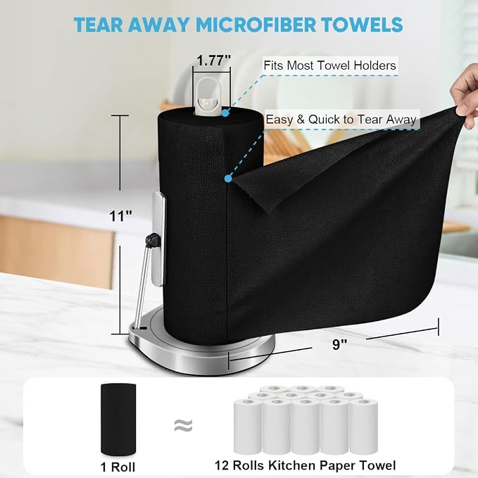 AIDEA Microfiber Cleaning Cloth 165 Sheets 3 Roll, Shop Rags Washable, Cleaning - Image 2