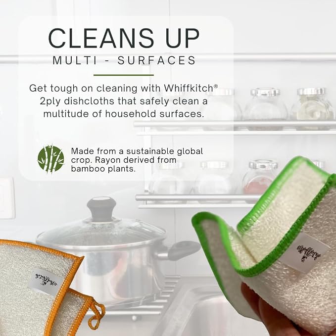 Whiffkitch Dishcloths Dishrags for Kitchen and Household Cleaning 6x7 6-Pack - Image 3
