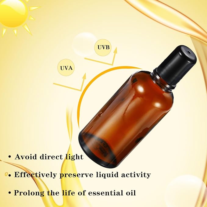 50ML Roller Bottles for Essential Oil, 3 Pack Empty Amber Glass Roller Bottle - Image 6