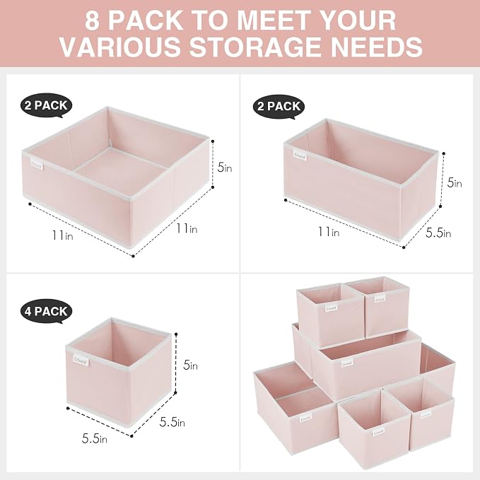 8 Pack Underwear Drawer Organizer, Drawer Organizer Clothes, Foldable Cloth - Image 3