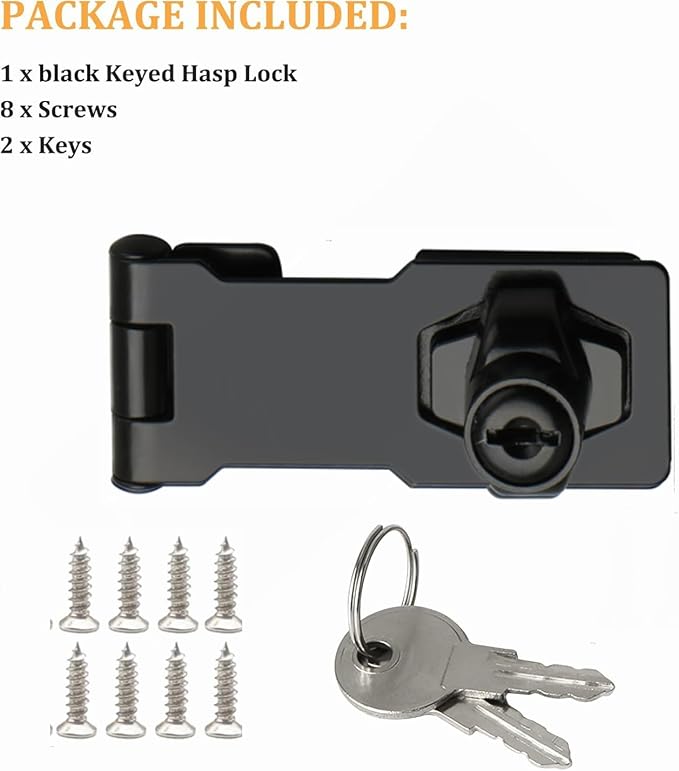 Alise Keyed Hasp Lock, 3 Inch Safety Packlock Clasp Hasp Lock Latch - Image 6