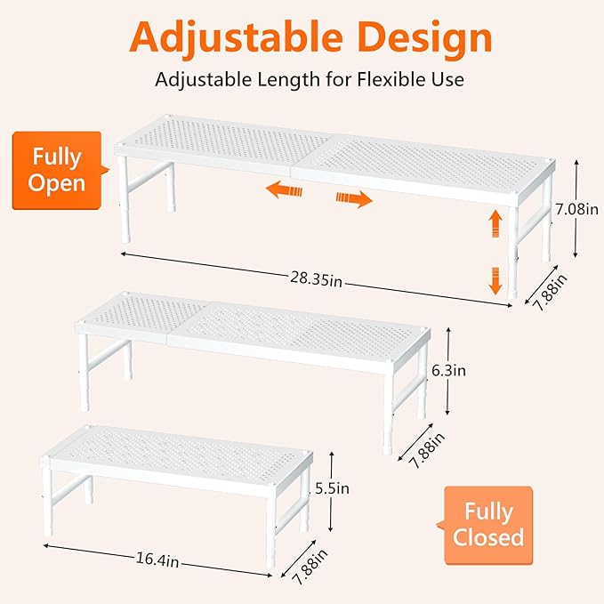 Expandable adjustable stackable kitchen organizer, Spice Racks, Counter Shelf - Image 2