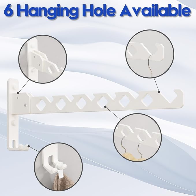Wall Mounted Clothes Drying Rack, Wall Clothes Hanger Hook - Image 7