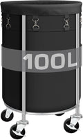 Laundry Hamper with Wheels, 100L Round Rolling Laundry Basket Sorter with by Ollieroo