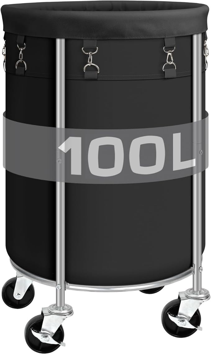 Laundry Hamper with Wheels, 100L Round Rolling Laundry Basket Sorter with by Ollieroo