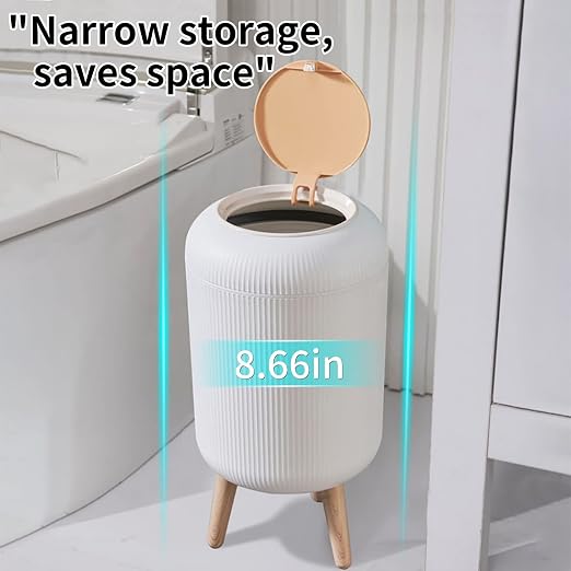 Trash Can With Lid for Bathroom, 2 Gallon/10 Liter Round Garbage Bin With Press - Image 6