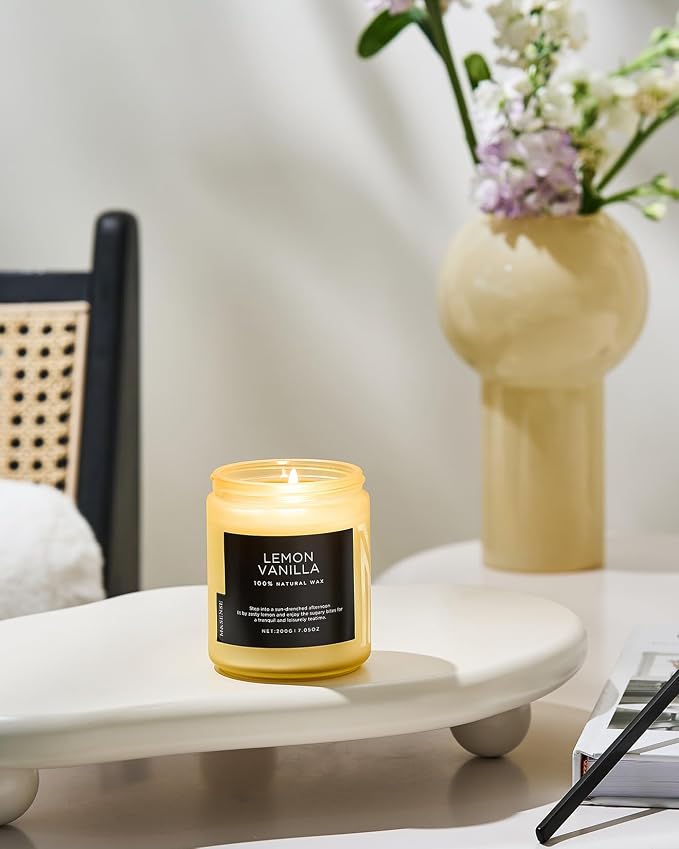 M&SENSE Lemon Vanilla Scented Slow Burning Candles - Image 6