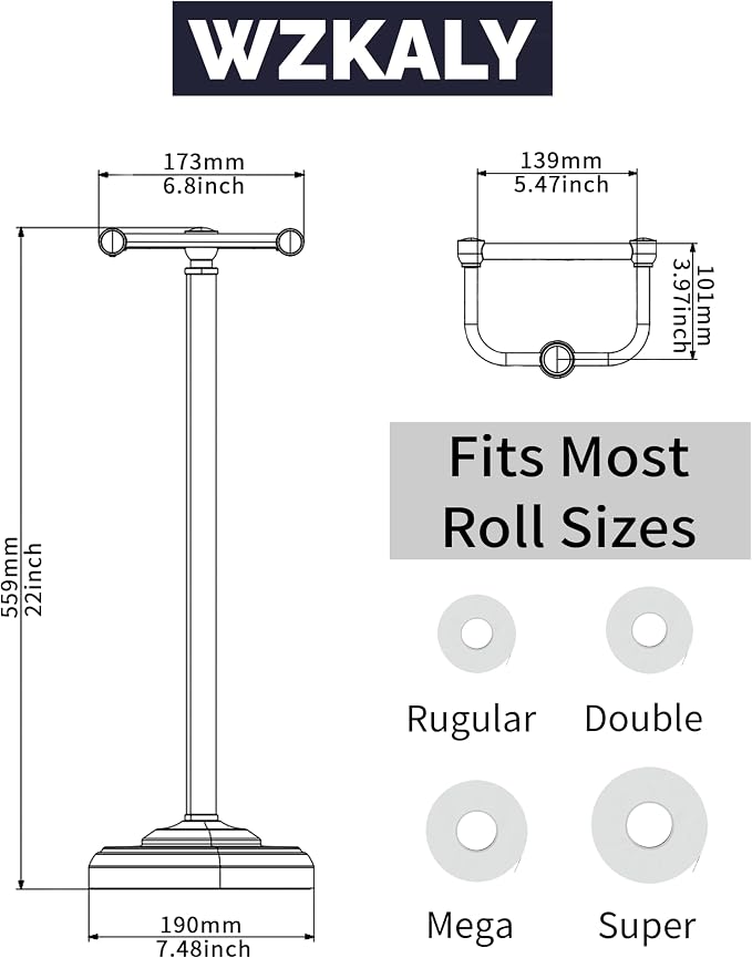 Black Toilet Paper Holder Stand, Matte Black Toilet Paper Holder Free Standing - Image 9