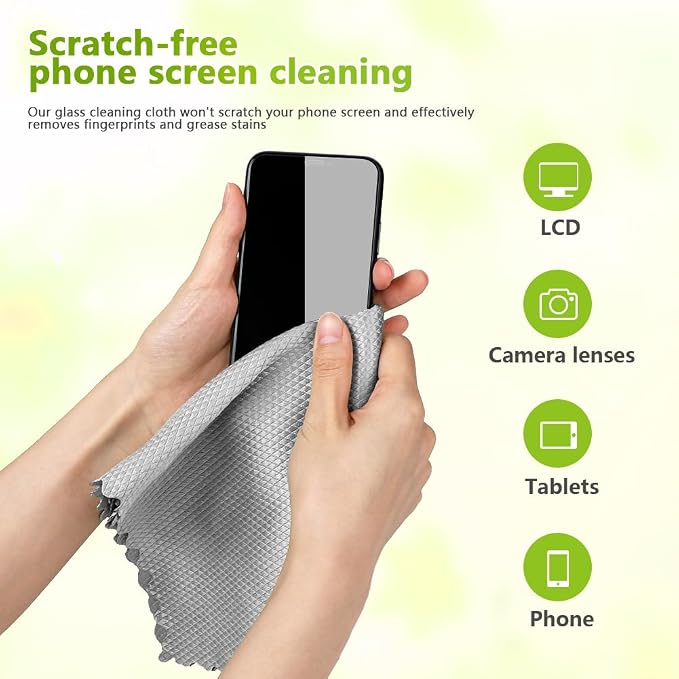 HOMEXCEL Grey Microfiber Glass Cleaning Cloths-6PK, Stainless Steel, Premium - Image 5