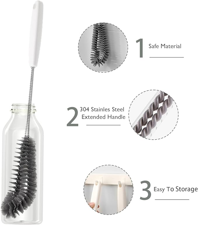2-Pack 16 inches Long Handle Bottle Cleaning Brushes - Image 3
