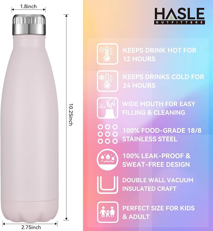 HASLE OUTFITTERS 17oz Stainless Steel Water Bottles Bulk, Vacuum Insulated - Image 5
