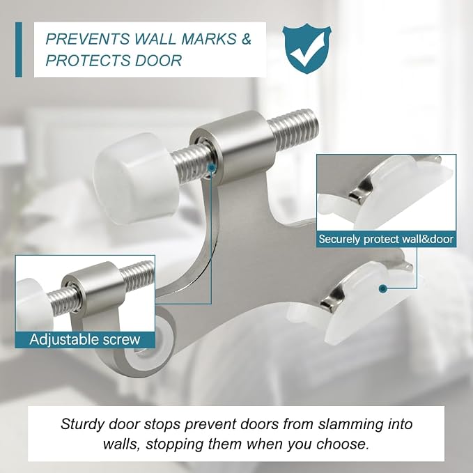 12 Pack Hinge Pin Brushed Nickel Door Stopper, Adjustable Heavy Duty Hinge Pin - Image 6