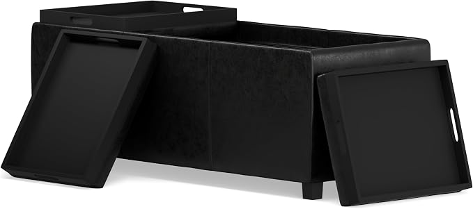 SIMPLIHOME Avalon 42 inch Wide Contemporary Rectangle Storage Ottoman in - Image 4
