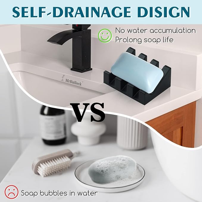 Silicone Soap Dish for Bar Soap Holder for Shower Bathroom Self Draining - Image 3