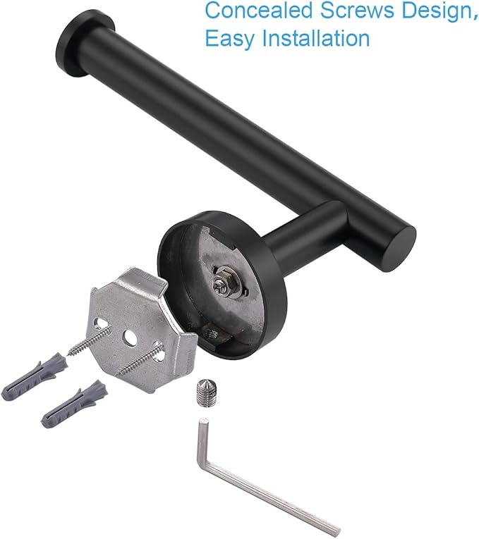 TASTOS Matte Black Toilet Paper Holder SUS304 Stainless Steel, Modern Round - Image 6