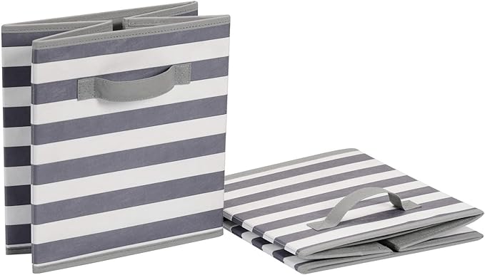 Amazon Basics Cube Organizer Storage Bins Handles, Collapsible Fabric, - Image 4