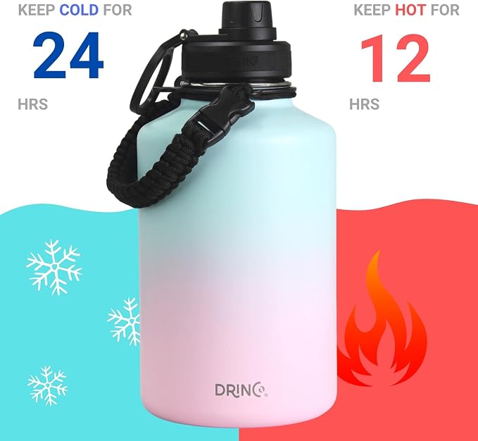 DRINCO Stainless Steel Water Bottle Spout Lid Vacuum Insulated Double Wall - Image 4