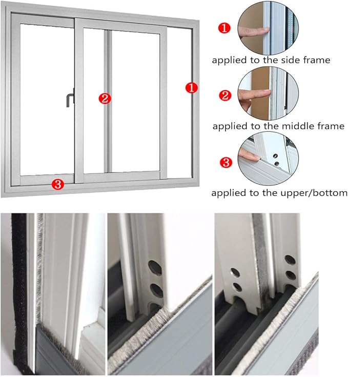 Weather Stripping Brush for Sliding Windows/Doors Frame Side, Pile Self - Image 2
