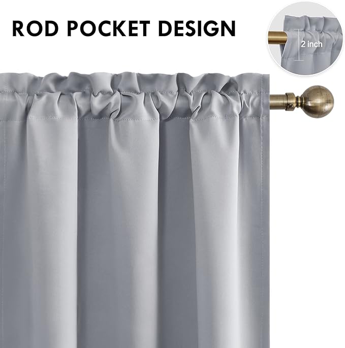 DWCN Silver Grey Short Blackout Curtains - Image 3