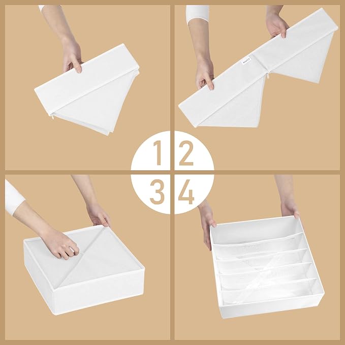 3 Pack Bra Underwear Drawer Organizer Dividers, 26 Cell Fabric Foldable Dresser - Image 6