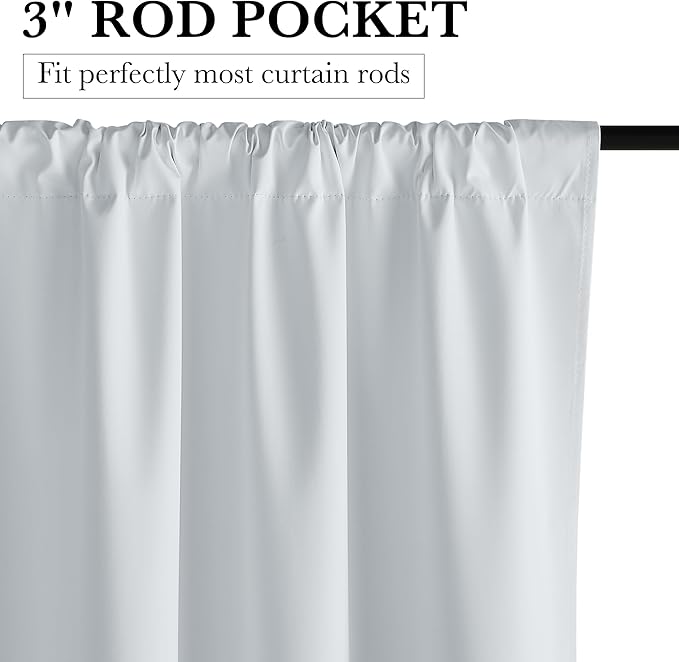 RYB HOME 100% Blackout White Curtains - Image 2