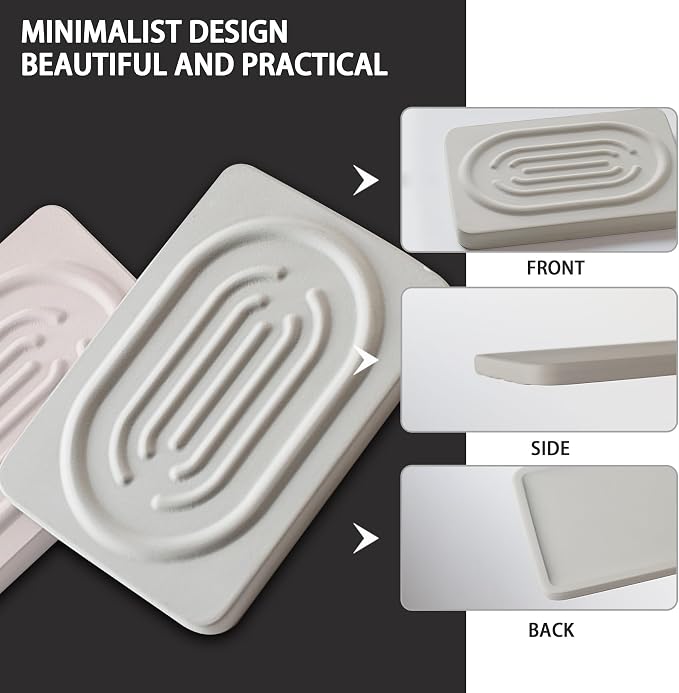 Diatomite Soap Dish for Kitchen Organizer, Quick Dry Sink Caddy Holder for - Image 3