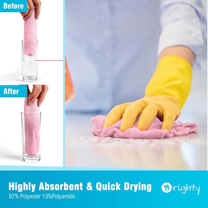 Orighty Microfiber Cleaning Cloth, 24 Pack Highly Absorbent Cleaning Supplies - Image 3
