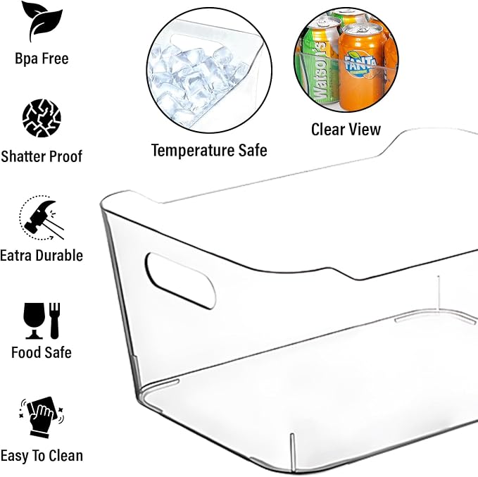 Clear Plastic Storage Bins, Refrigerator Freezer Fridge Organizer Storage - Image 6